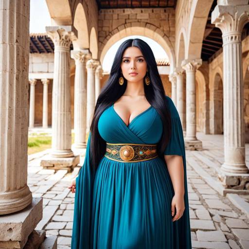 Confident Curvy Woman in Ancient Agora