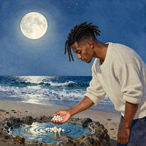 Moonlit Tide Pool Discovery