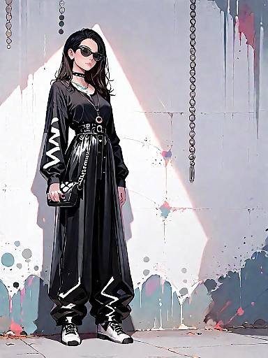 Urban Chic Woman in Black Leather Outfit