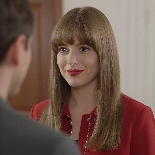 Woman in Red Jacket Smiling