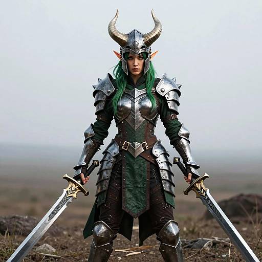 Fierce Elven Warrior in Desolate Realm