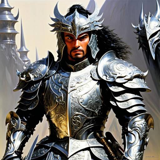 Dragon Slayer in Ornate Silver Armor