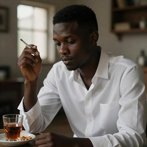 Moody Portrait of Young Black Man