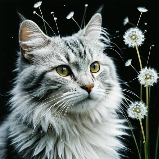 Whimsical Cat Crafted from Dandelion Fluff
