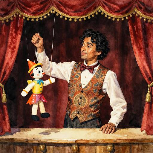 Merry Puppeteer in Watercolor Theater