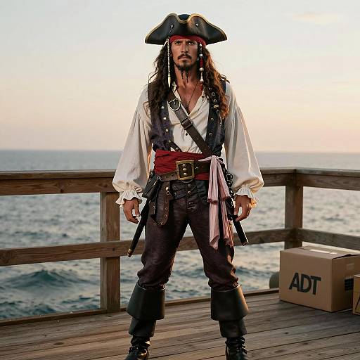 Muscular Pirate on Sunset Deck