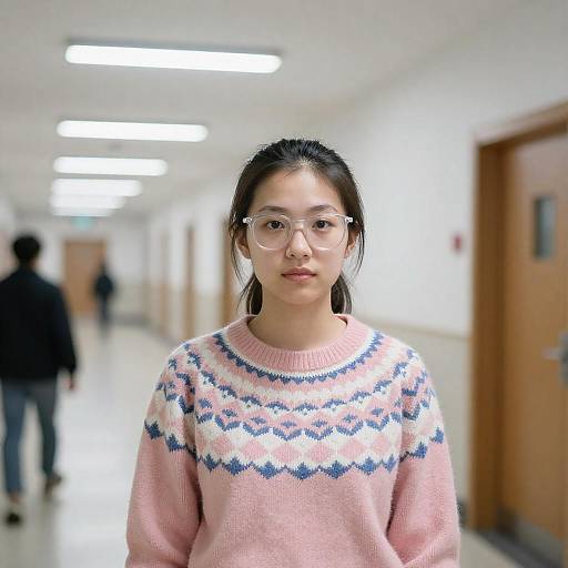 Young Woman in Bright Hallway Portrait