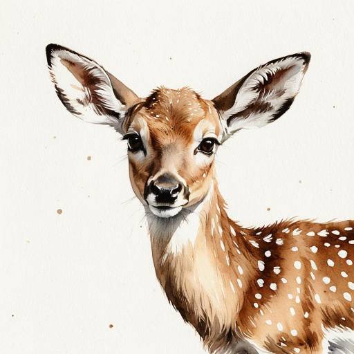 Watercolor Illustration of Gentle Fawn
