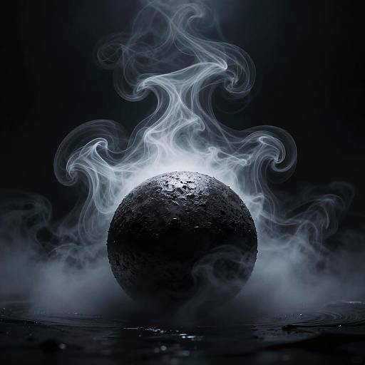 Mysterious Textured Orb in Ethereal Mist