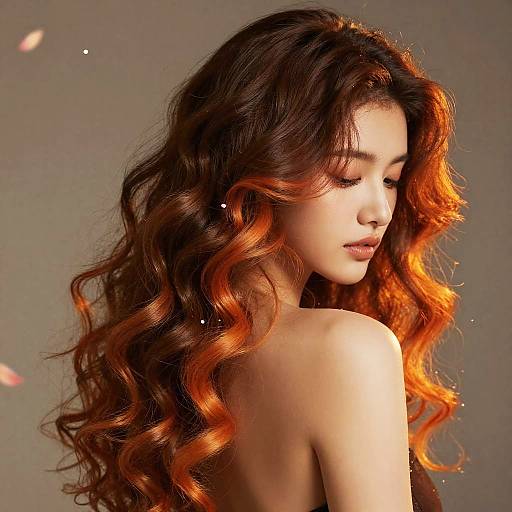 Vibrant Fantasy Half-Brown Half-Orange Hair