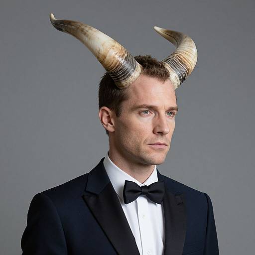 Man with Mythical Horn in Formal Wear