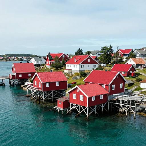 Floating Island Village with Layered Docks