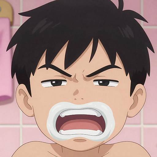 Intense Cartoon of a Young Boy