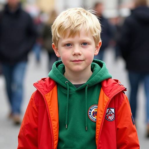 Blonde Boy in Green Hoodie