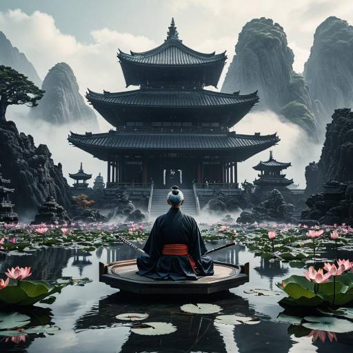 Mystical Samurai Meditation with Dragons
