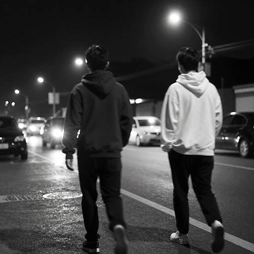 Moody Night Walk in Black and White