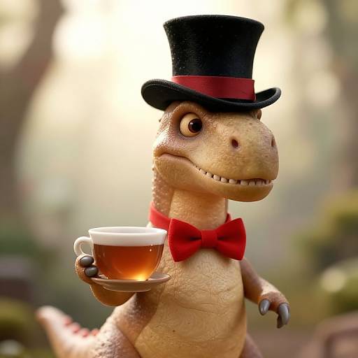 Moana T-Rex with Top Hat and Tea