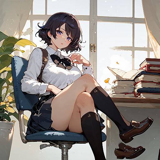 Anime Girl in Oarai School Uniform