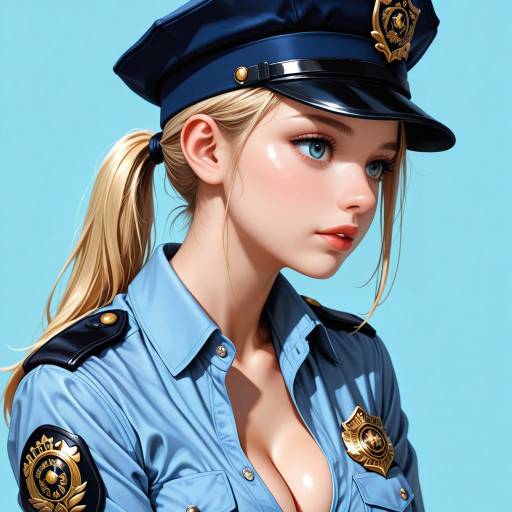 Blonde Policewoman in Uniform Portrait