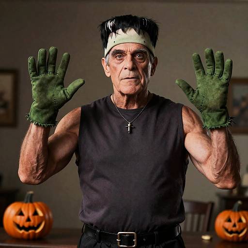 Elderly Muscular Frankenstein Halloween Costume