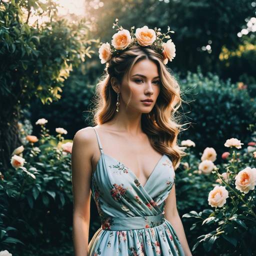 Fashion Influencer in Floral Garden