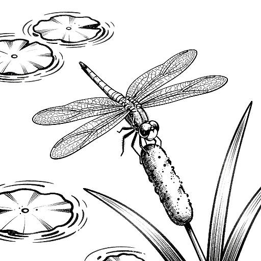 Edo Style Dragonfly Coloring Page