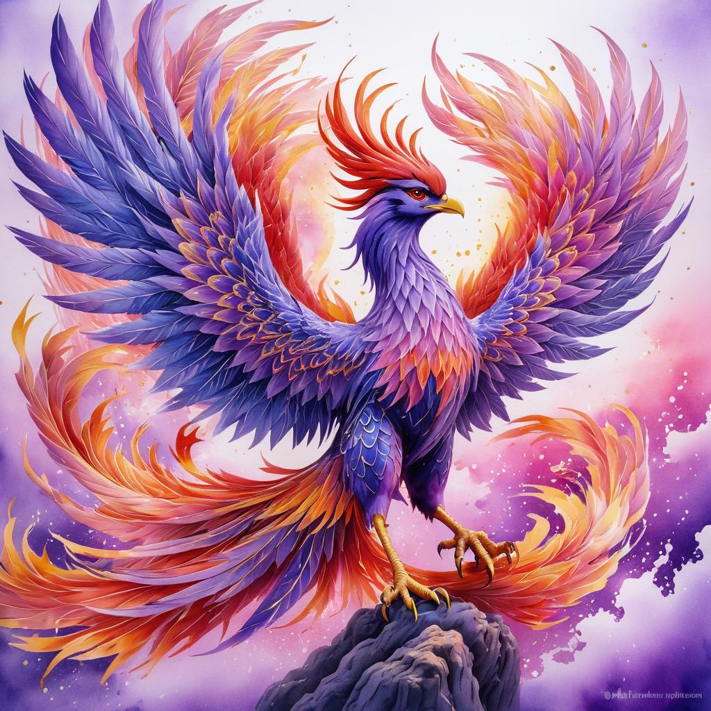 Vibrant Phoenix Watercolor Art