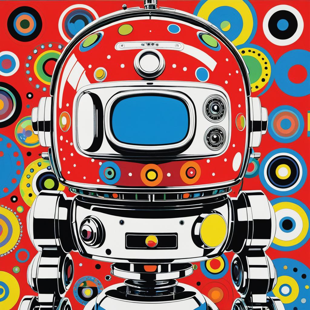 Vibrant Modernist Robot Illustration