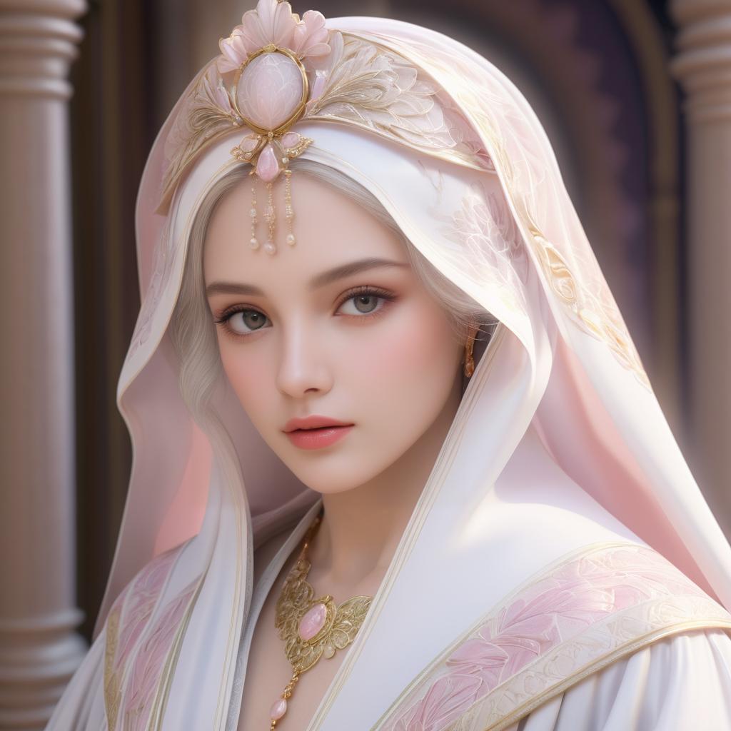 Realistic Portrait of Emilia in Ornate Robes