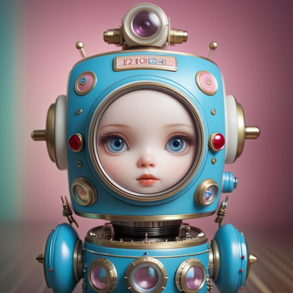 Vintage Toy Robot Portrait in Detail