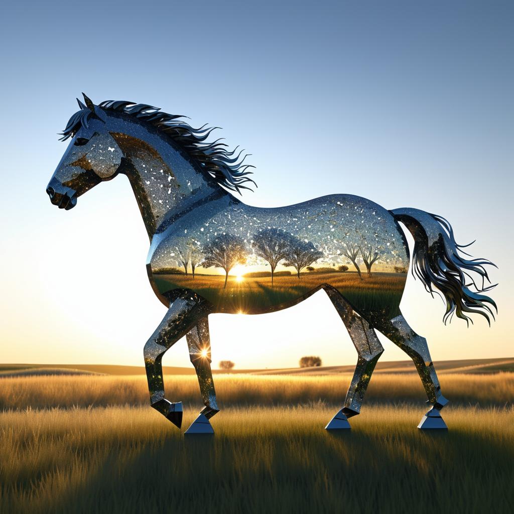 Stunning 3D Horse Sculpture at Sunset