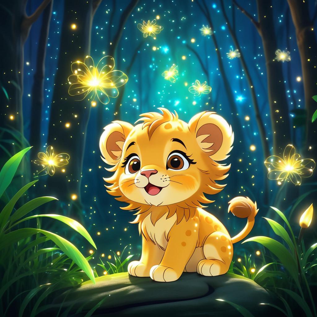 Baby Lion Cub in Enchanted Forest