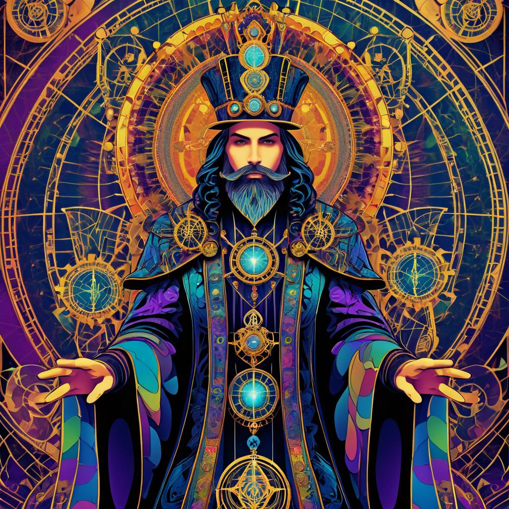 Psychedelic Steampunk Hierophant Tarot Card