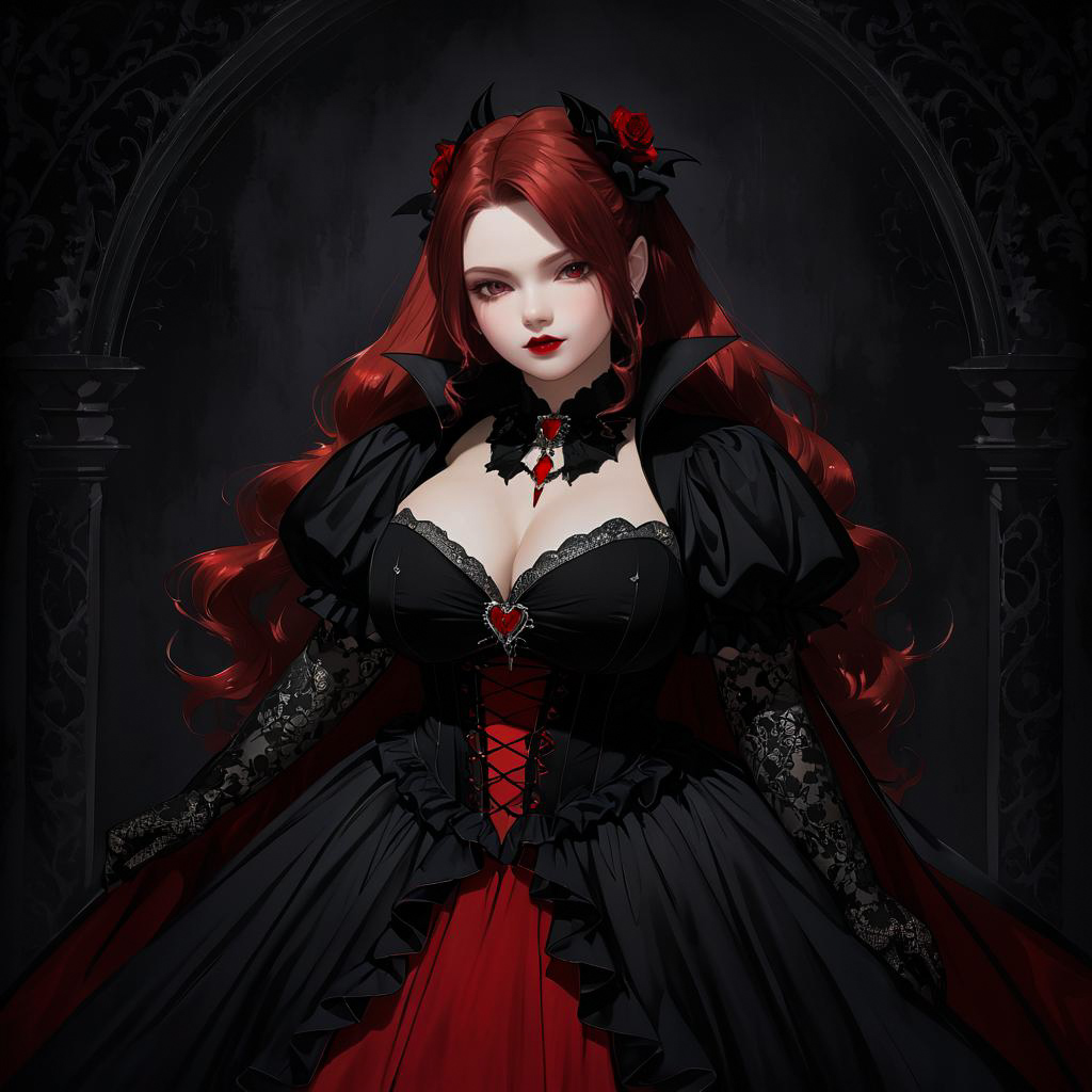 Gothic Vampire Princess in Flowing Gown