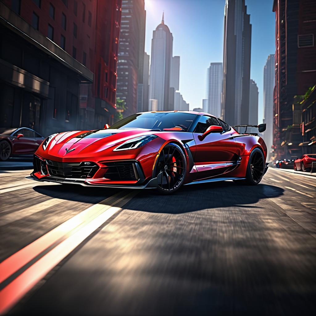 Menacing C7 Corvette ZR1 Over Cityscape