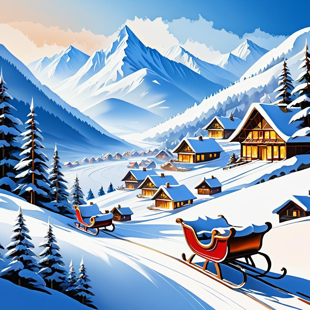 Winter Wonderland Sleigh Landscape Painting