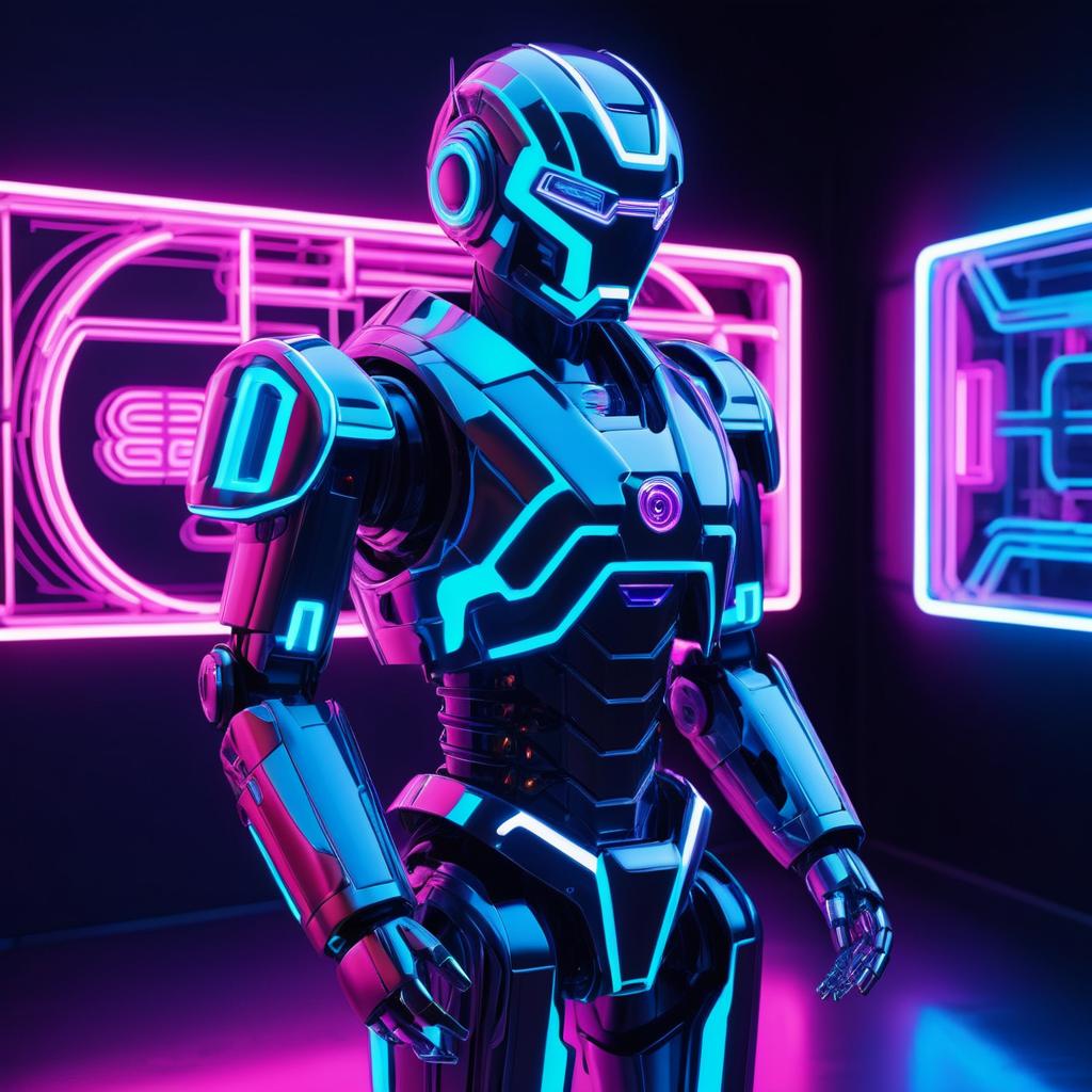 Hyperrealistic Neon Plastic Robot Design