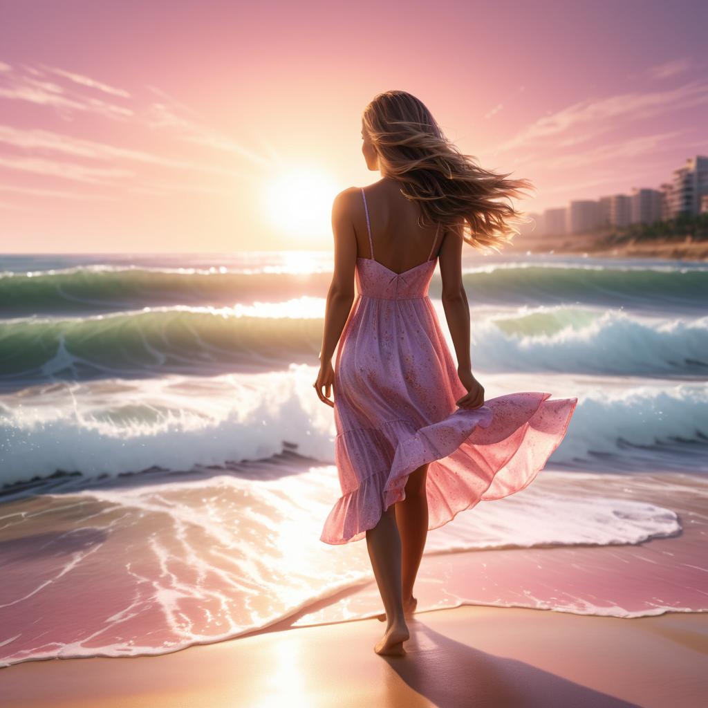 Cinematic Beach Scene with Sundress