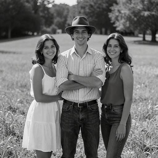 Cheerful Group Portrait on Grassy Hill
