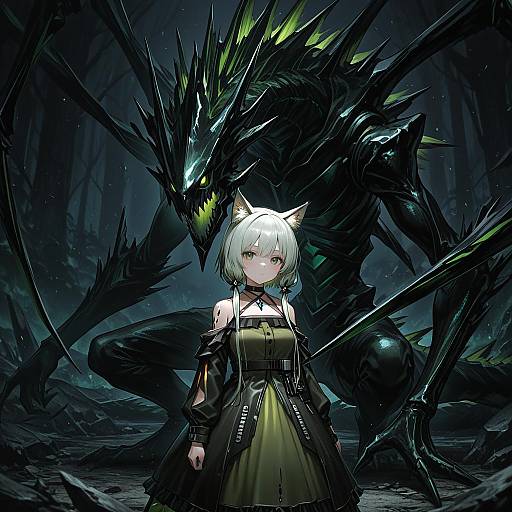 Illustration of Mon3tr (arknights), arknights in the style of Purin a la mode (popup)