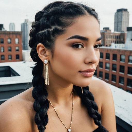 Urban Elegance: Black Model on Rooftop