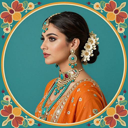 Viridian Indian Beauty Portrait