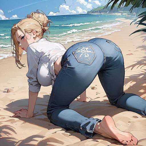 Blonde Girl Enjoying the Beach Vibes