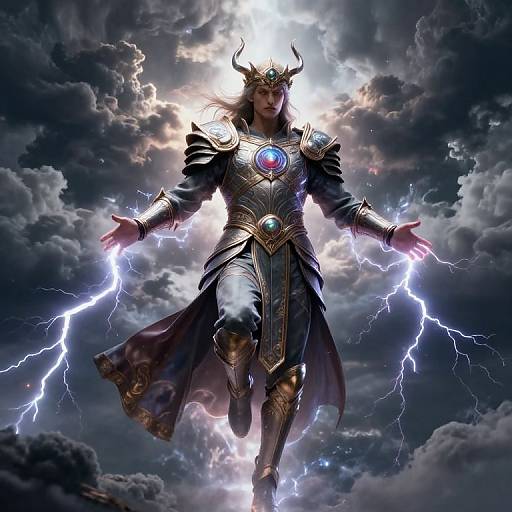 Demigod Descending with Lightning Aura
