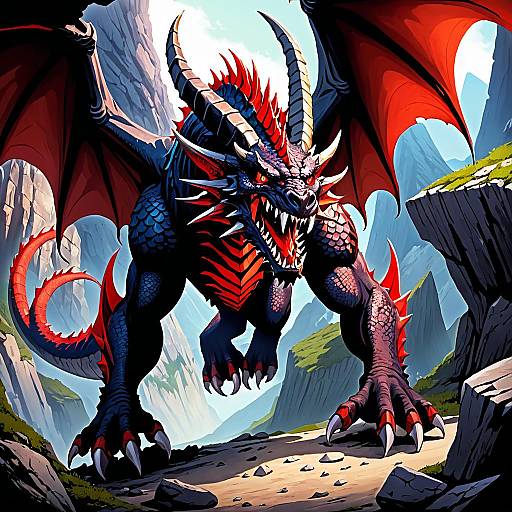 Solo Dragon in Cave with Sharp Features