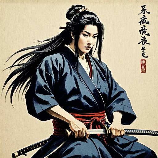Elegant Female Samurai with Katana