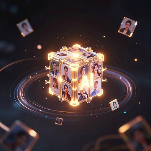 Glowing AI Core with Digital Fragments