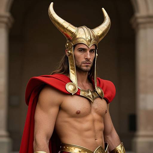 Zeus Cosplay with Red Cape