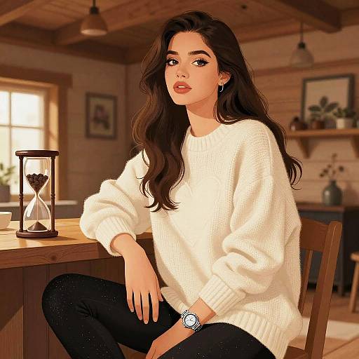 Hourglass Woman in Cozy Cabin Style