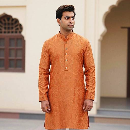 Man Wearing Orange Sherwani